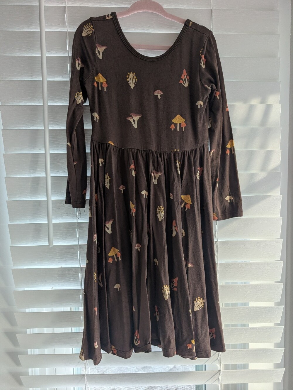 Kyte BABY Brown Long Sleeve Mushroom (Fungi) Twirl Dress